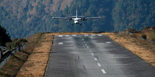 Brace yourself when you descend on Nepal's Lukla Airstrip. Photo / Thinkstock