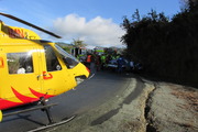 The scene of the rally accident. Photo / Nelson Marlborough Rescue helicopter 