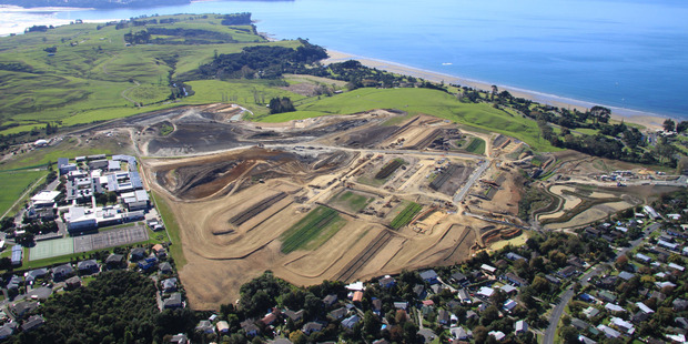 Work has begun on Todd Property's huge estate - the first residents should be able to move into their new Long Bay house by Christmas. Photo / Supplied