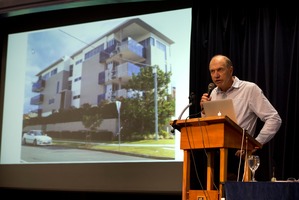 A presentation by Auckland 2040's Richard Burton showed three-storey apartments would appear in almost half of residential Auckland. Photo / Brett Phibbs