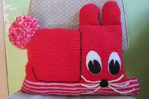 Craft Vintage Knitted Rabbit Cushion. Photo / Supplied