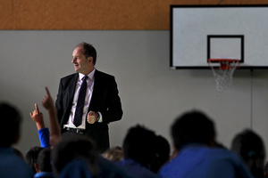 Labour Party leader David Shearer at Merivale School. Photo / APN