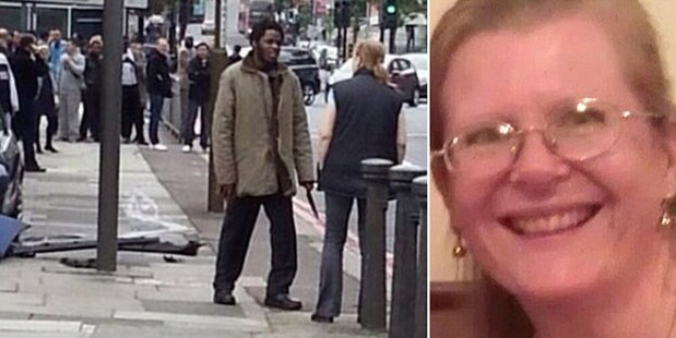 This snapshot on Twitter shows a suspect holding a knife and speaking to Ingrid Loyau-Kennett. Photo / Supplied