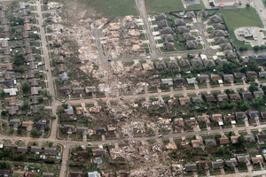 The storm laid waste to scores of buildings in Moore, a community of 41,000 people about 16km south of Oklahoma City. Photo / AP