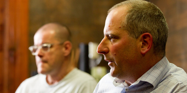 Grant Baker and Stephen Sinclair (right) from the Bakery Business, Ecoya's biggest shareholder. Photo / Greg Bowker