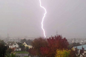 A lightning strike in Otara yesterday. Photo / Basileia Tapu