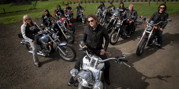 Ride captain Jeni Hart leads her sisterhood on their ride. Photo / Chris Loufte