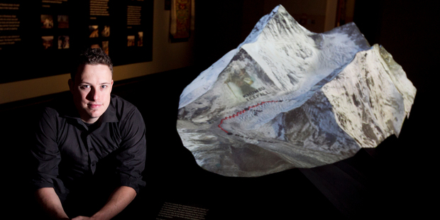 Andy Hoey helped create the 3D model of Everest which comes to life, even bathing the mountainsides with moving light as the sun rises. Photo / Natalie Slade