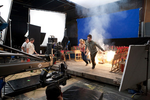 View of dramatic filming inside a Studio West studio building in Glen Eden. Photo / Supplied