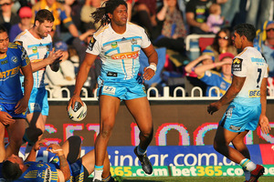 Jamal Idris celebrates scoring against the Eels. Photo / Getty Images