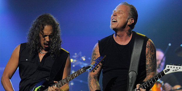 Kirk Hammett, left, and James Hetfield of Metallica. Photo/AP