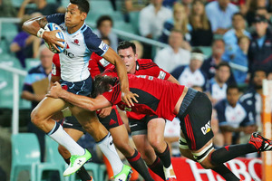 Israel Folau is currently top equal try scorer (eight) in the competition with the Blues' Frank Halai. Photo / Getty Images