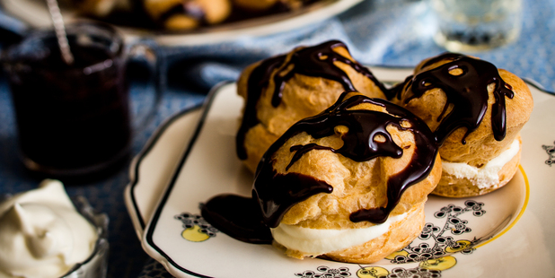 Chocolate profiteroles. Photo / Babiche Martens