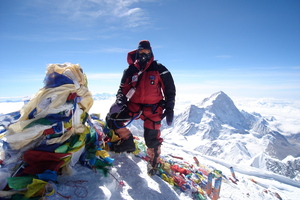 Mike Allsop on the summit of Mt Everest. Photo / Supplied