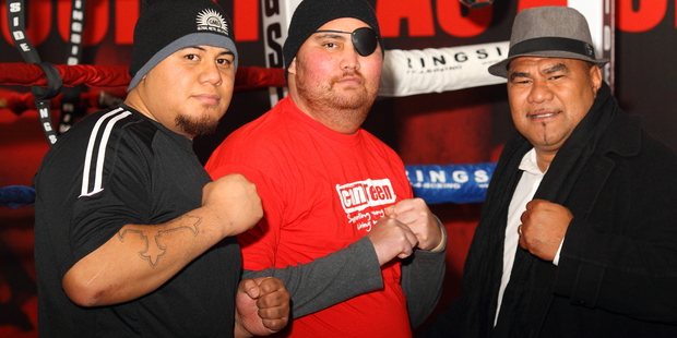 Bubba Tuigamala (L) with Ardie Hickey and Bubba's father Inga Tuigamala. Photo / Herald on Sunday