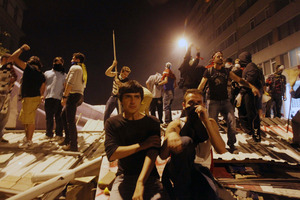 Turkish riot police launched round after round of tear gas against protesters in Istanbul. Photo / AP
