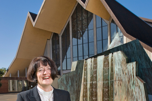 The Very Reverend Jo Kelly-Moore at the Holy Trinity Cathedral, Parnell. Photo / Ted Baghurst
