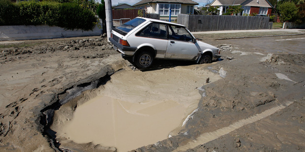 Scenes of liquefaction after the quake were some of the most gripping images. Photo / Brett Phibbs