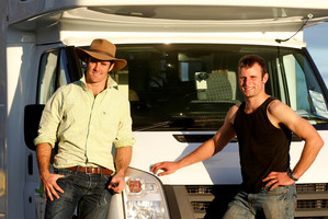 Rural bachelors Sam Trethewey, 29, from Australia and local boy Fergus King, 26, from Matamata, were first home in the Amazing Race. Photo / Christine Cornege