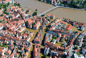The flooded Elbe River swamps the old town of Meissen, eastern Germany. Photo / AP