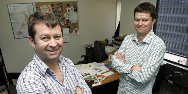 The Ryan family, including brothers Shaun (left), chief executive, and Grant, collectively own the largest stake of SLI Systems. Photo / Simon Baker