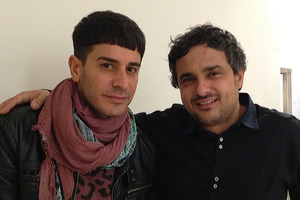 Danny Pato with Angelo Seminara at hairdressing masterclass in Paris.
