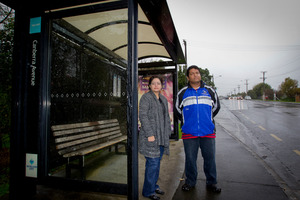 Ann Fernandes and Cloyd D'Mello are sick of late buses. Photo / Sarah Ivey