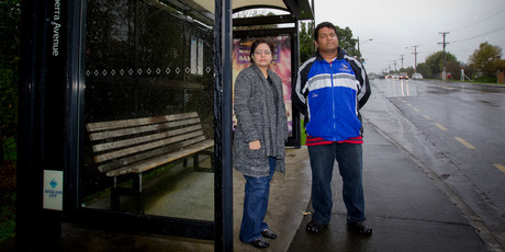 Ann Fernandes and Cloyd D'Mello are sick of late buses. Photo / Sarah Ivey 