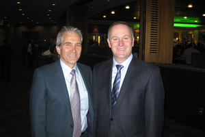 Auckland mayoral candidate John Palino with Prime Minister John Key at a breakfast held by MP Simon O'Connor.