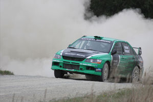 Driving the Stadium Cars Evo9, Hayden Paddon raises the dust during February's Spur Road rally-sprint.Picture/ Morgan Rooney