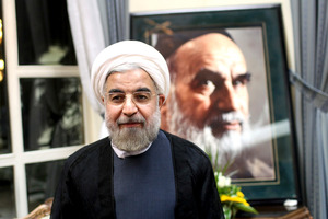 Hassan Rowhani visits the shrine of the late Ayatollah Khomeini. Photo / AP
