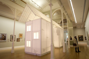Paper house installation by Michael Lin / Atelier Bow Wow with Andrew Barrie, part of the 5th Auckland Triennial at Auckland Art Gallery. Photo / NZ Herald