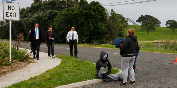 Kaly Gilbert inconsolable after learning her partner Adam Morehu was shot dead by police. She had to break the news to their children and his family. Photo / Rob Tucker