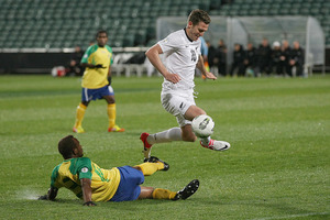 Chris Killen in action for the All Whites. Photo / Greg Bowker