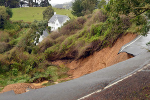 Blanket Bay Rd was first hit by a landslip on Thursday.