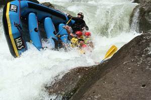 Evan Freshwater (in black) says there are gaps in adventure tourism activities such as rafting and skydiving.