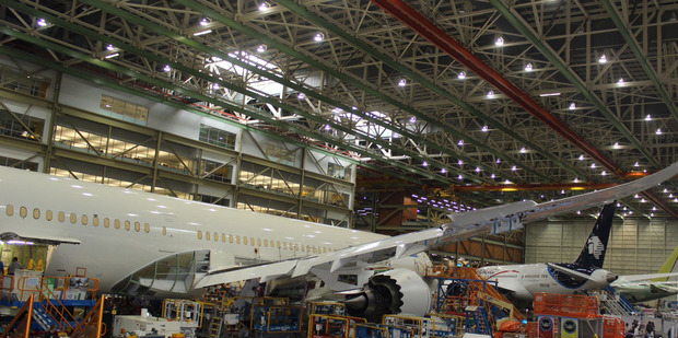 Air New Zealand's first Boeing 787 - the -9 variant, under construction at the Boeing factory near Seattle, Washington. Photo / Grant Bradley