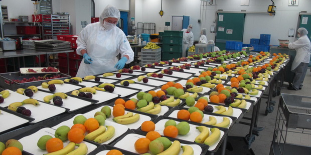 Fruit preparation at Cathay Pacific Catering Services in Hong Kong. Photo / Shandelle Battersby