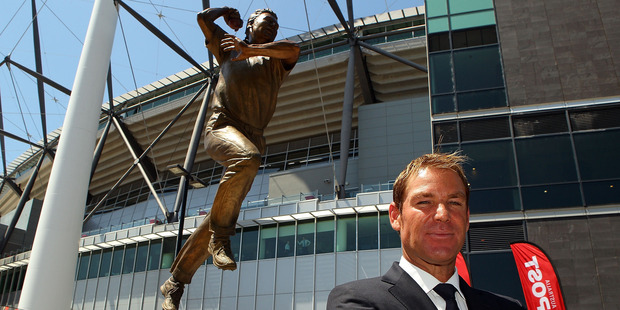 Shane Warne attends the unveiling of his statue at the MCG. Photo / Getty Images