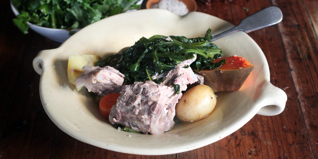 'The Pot[' Pork & puha with steamed vegetables. Photo / Doug Sherring