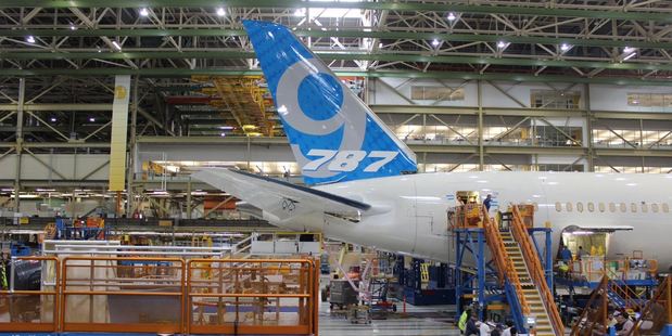 The Boeing 787-9 Dreamliner is nearing final assembly for Air New Zealand at the planemaker's huge plant in Seattle. Photo / Grant Bradley