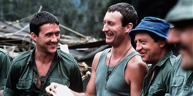 The film version of 'The Odd Angry Shot' (from left), starring John Hargreaves, Bryan Brown and Graeme Kennedy.