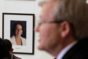 The smiles from Gillard have gone, now Kevin Rudd's battle for the Australian Labor party leadership has been won. Photo / AP