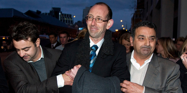 David Bain, centre, was found not guilty of the murder of his family in his retrial. Photo / Simon Baker