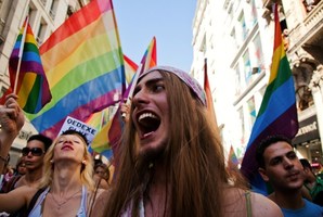 Gay and human rights activists march during anti-government protests on Istiklal Street, the main shopping corridor in Istanbul. Photo / AFP