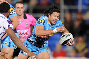Kevin Gordon of the Titans runs the ball in attack. Photo / Getty Images