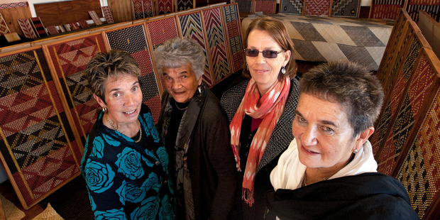 Pictured are weavers (from left) Gaylene Henry, Matekino Lawless, Cathy Schuster, Christina Wirihana. Photo / APN
