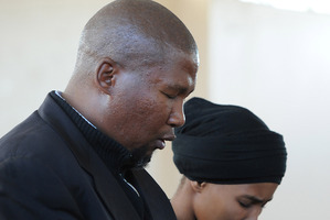 Grandson of Nelson Mandela, Mandla Mandela, left, and his wife Malentle Makhathini-Mandela. Photo / AP