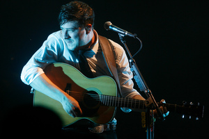 Marcus Mumford of Mumford & Sons performs at the Glastonbury Music Festival. Photo / AP