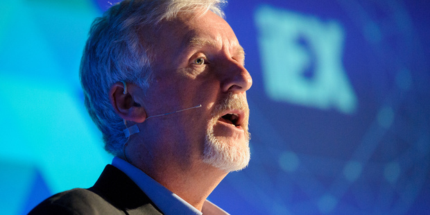 Oscar winning Director James Cameron talking at the London Film Museum in May. Photo / AP